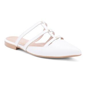 NEW Riccardo Boccia‎ Michela White Leather Strappy Mules Size 9.5